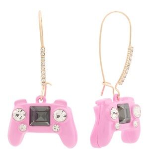 Betsey Johnson Pink and Gold Game Controller Earrings
